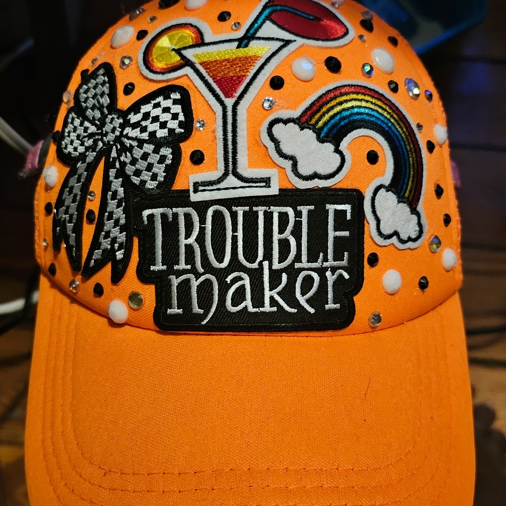 Playful Orange Embellished Cap